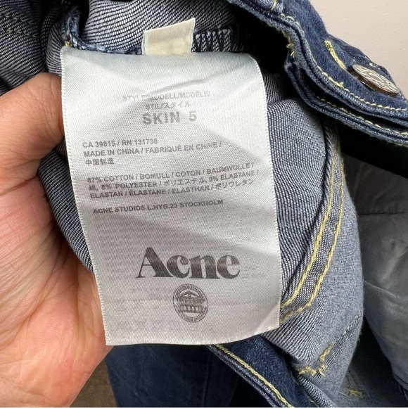 Acne Studios Skin 5 Skinny Jeans Womens Size 29 Dark Wash Mid Rise Blue Denim - Picture 10 of 11